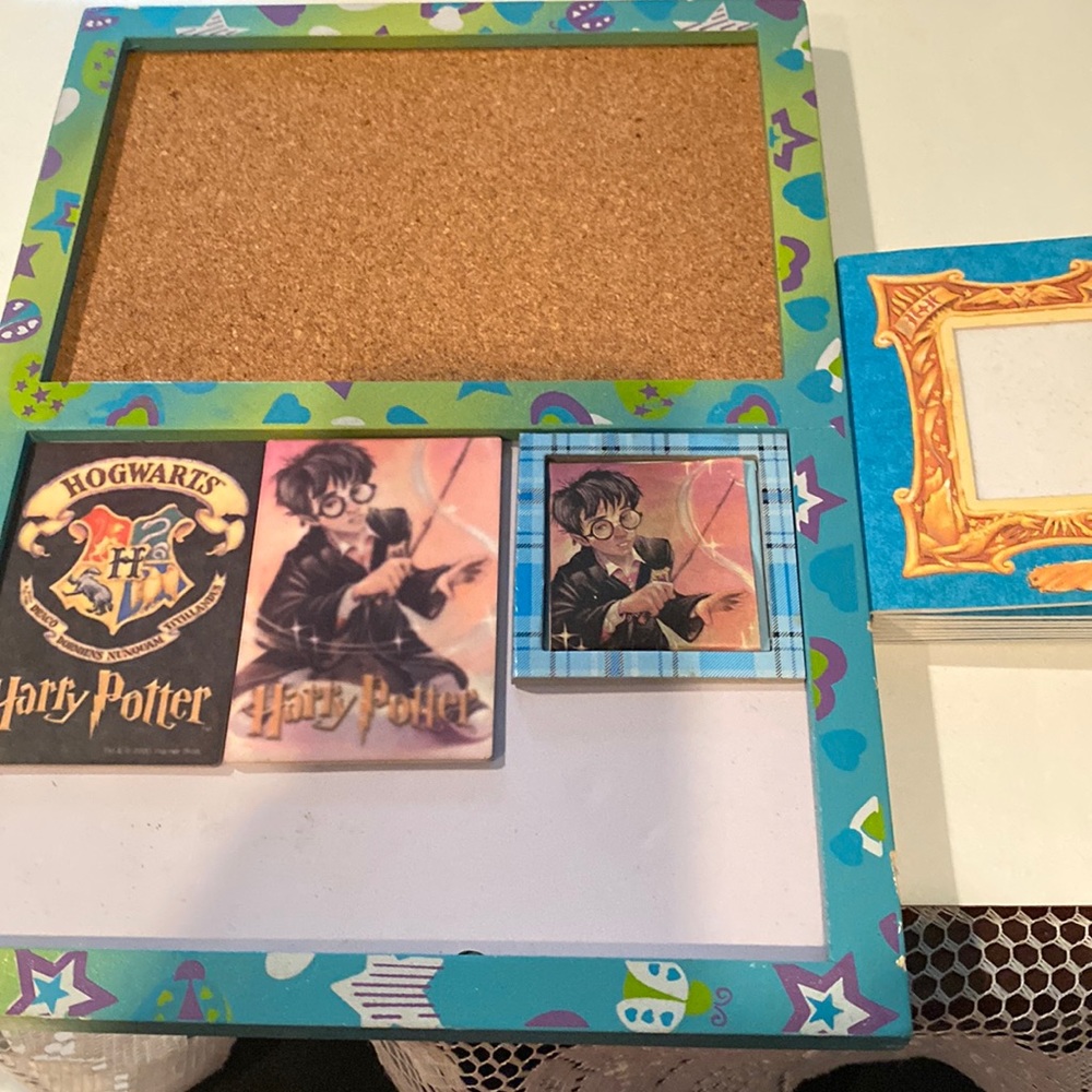 Vintage Bundle of HarryPotter magnets, mini frame and photo album.